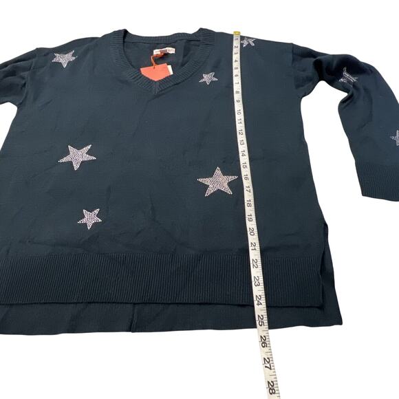 Knox Rose Sweater Star Long Sleeve V Neck Sweater Top Woman’s Size Large NWT - Picture 10 of 10